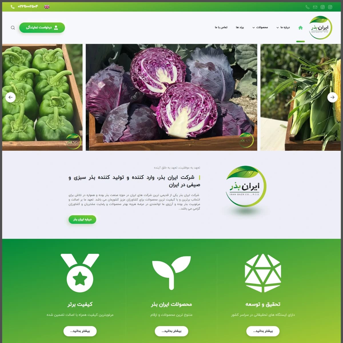 طراحی سایت دوزبانه شرکت ایران بذر