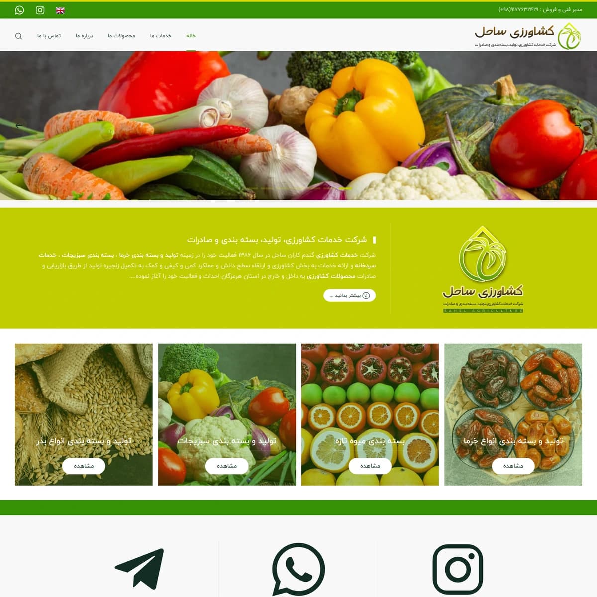 طراحی سایت دوزبانه شرکت خدمات کشاورزی ساحل