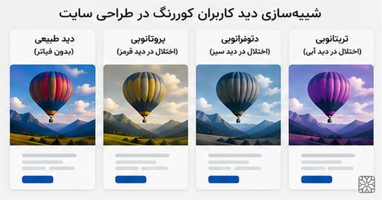 شبیه‌سازی دید کاربران کوررنگ در طراحی سایت